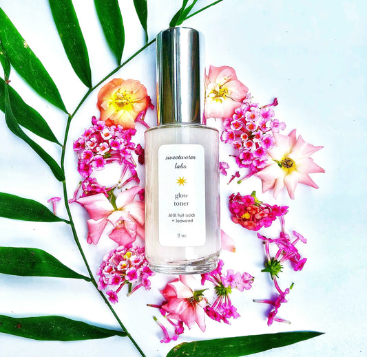 GLOW TONER. AHA acids + seaweed . Brightens, gently exfoliates + nourishes Sweetwater Labs