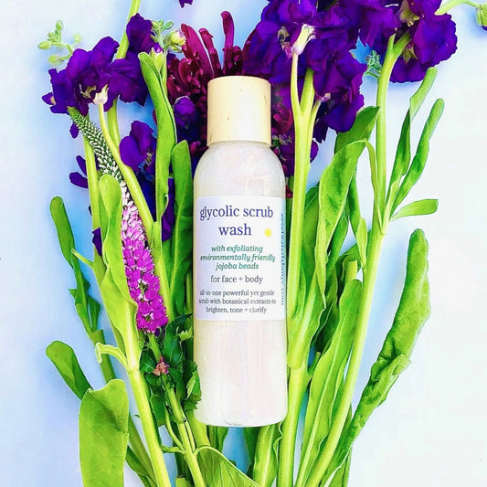 GLYCOLIC SCRUB FACE WASH. A founder fave! With Glycolic & Salicylic Acids + eco-friendly microbeads Sweetwater Labs