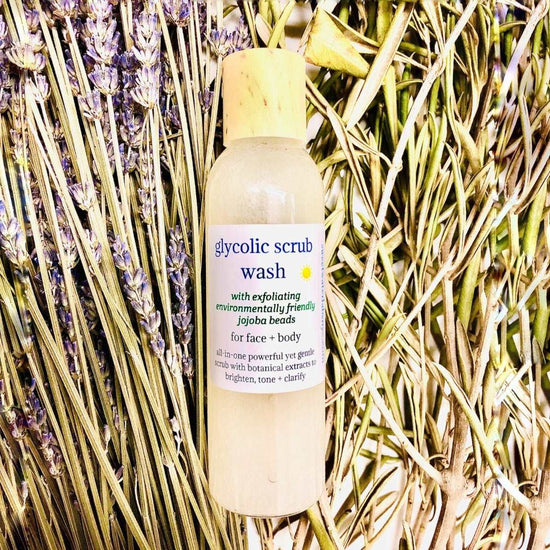 GLYCOLIC SCRUB FACE WASH. A founder fave! With Glycolic & Salicylic Acids + eco-friendly microbeads Sweetwater Labs
