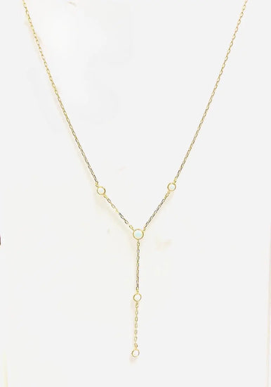 Gold Drop Y with Opals Necklace Sweetwater Labs