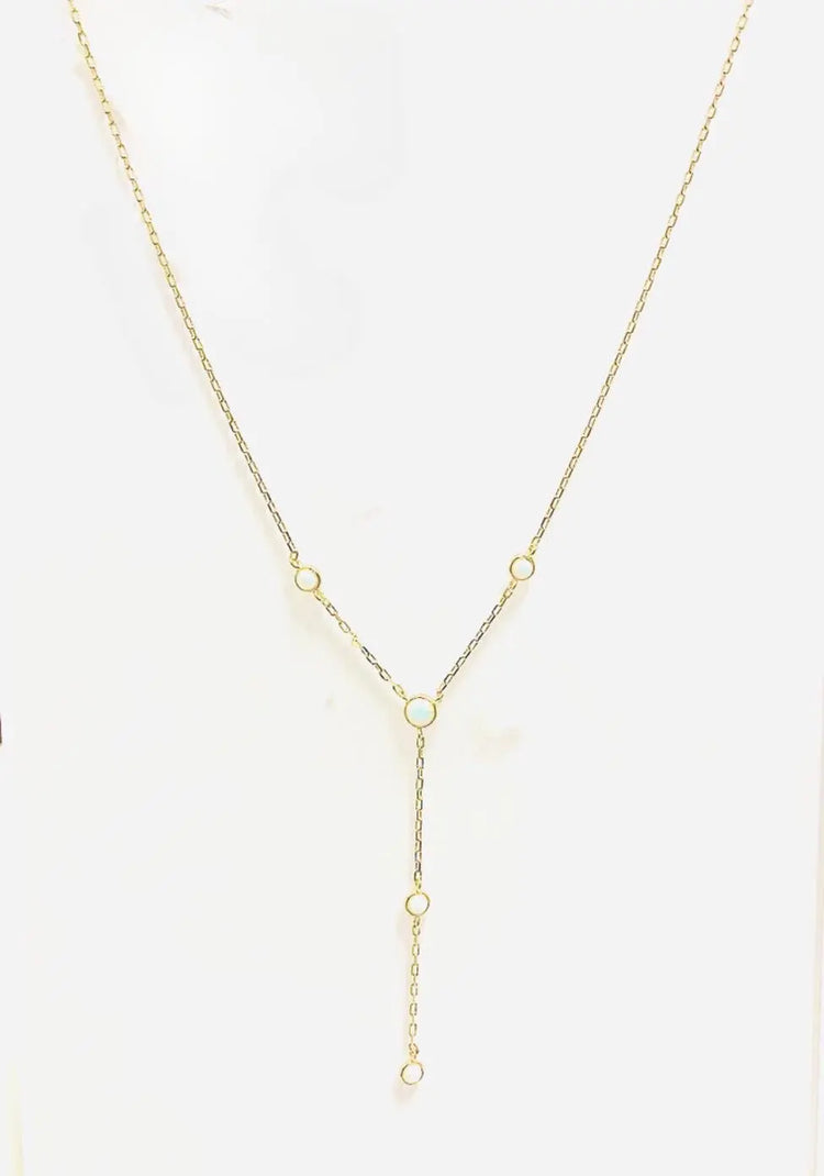 Gold Drop Y with Opals Necklace Sweetwater Labs