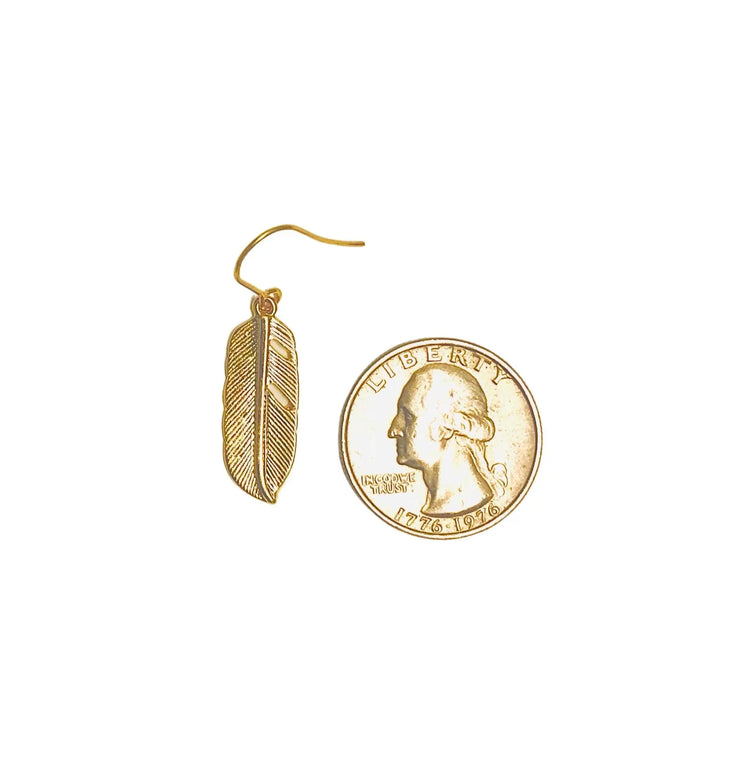 Gold Feather Earrings Sweetwater Labs