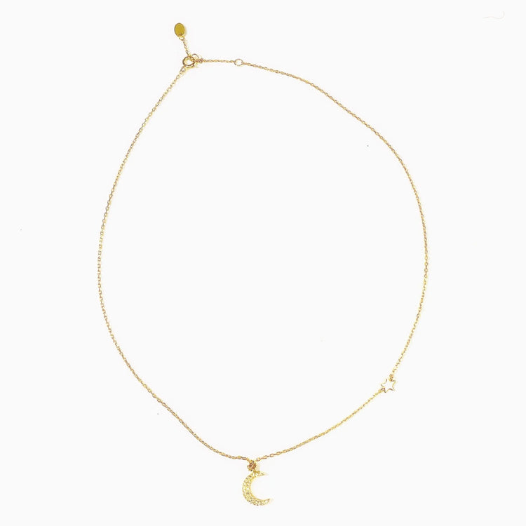 Hanging Moon + Star Necklace (sterling silver or 16K gold) Sweetwater Labs