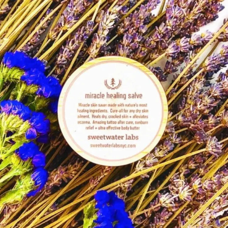 Miracle Healing Salve, Lavender. Made with nature's most healing ingredients. Instantly relieves dry skin Sweetwater Labs