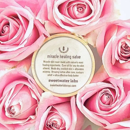 Miracle Healing Salve, Rose. Made with nature's most healing ingredients. Instantly relieves dry skin Sweetwater Labs