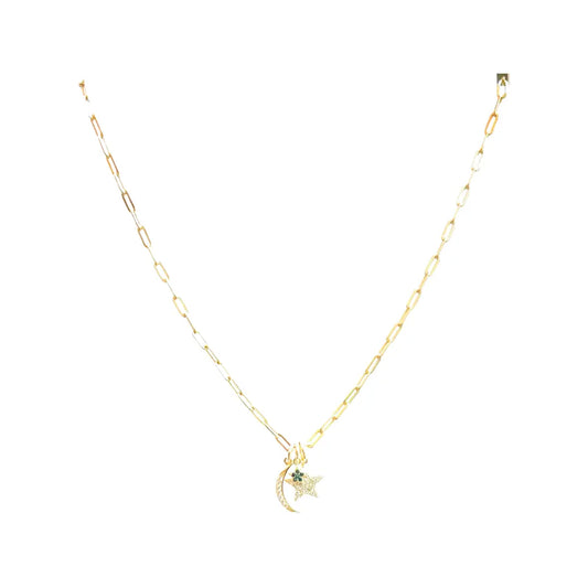 Moon + Double Star Gold Chain Link Necklace Sweetwater Labs
