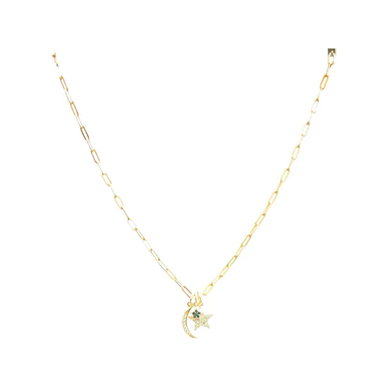 Moon + Double Star Gold Chain Link Necklace Sweetwater Labs