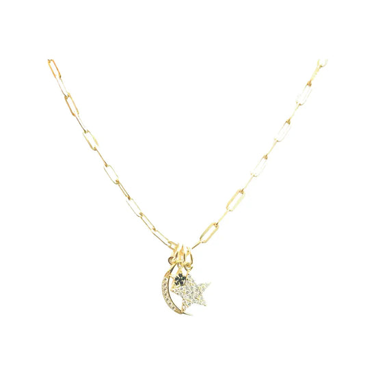 Moon + Double Star Gold Chain Link Necklace Sweetwater Labs