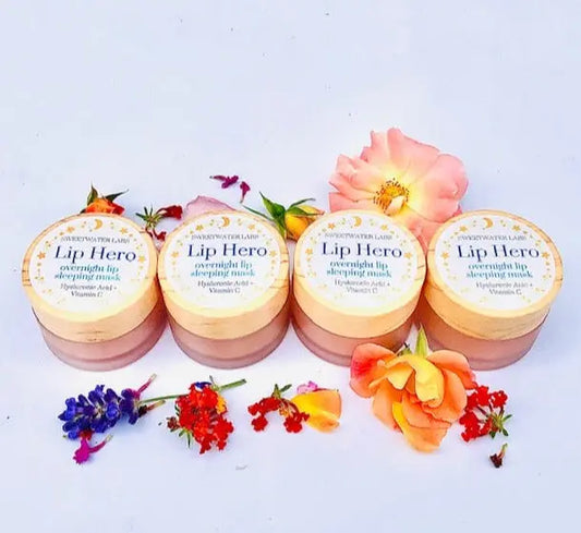 NEW! LIP HERO Variety 4-pack. Hydrates, Plumps and Minimizes Vertical Lines Around Your Mouth Sweetwater Labs