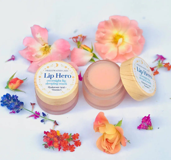 NEW! LIP HERO Variety 4-pack. Hydrates, Plumps and Minimizes Vertical Lines Around Your Mouth Sweetwater Labs