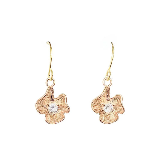 Petite Flower Drop  Earrings (rose gold or silver) Sweetwater Labs