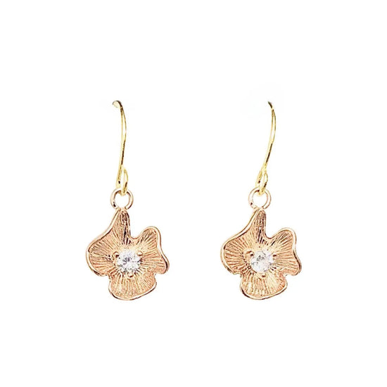 Petite Flower Drop  Earrings (rose gold or silver) Sweetwater Labs