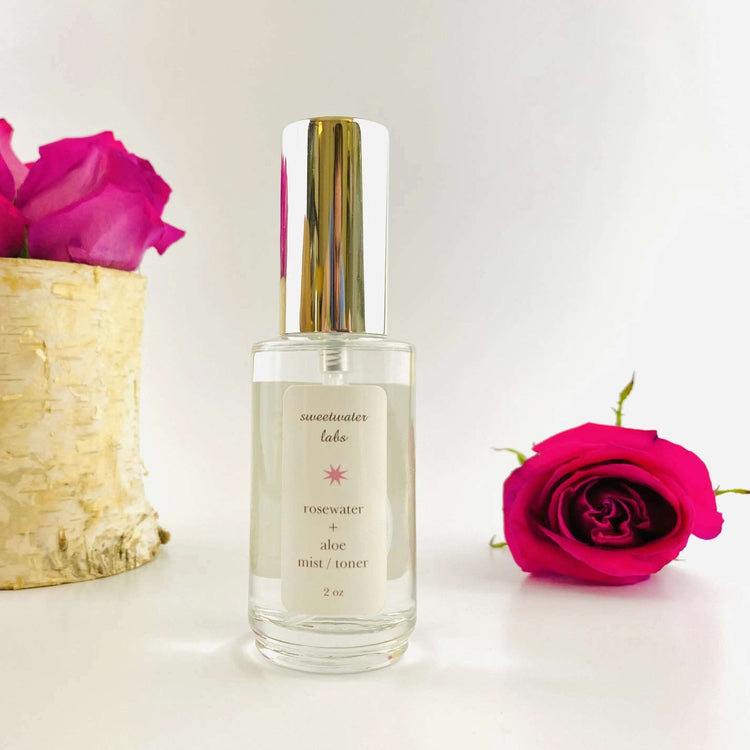 ROSEWATER + ALOE FACE TONER/MIST. Hydrates. Calms. Tones. Heals. Sweetwater Labs