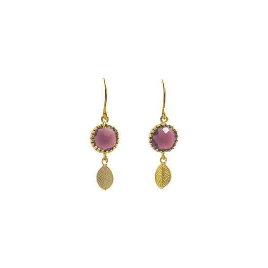 Small Energy Stone Leaf Earrings (Amethyst) Sweetwater Labs