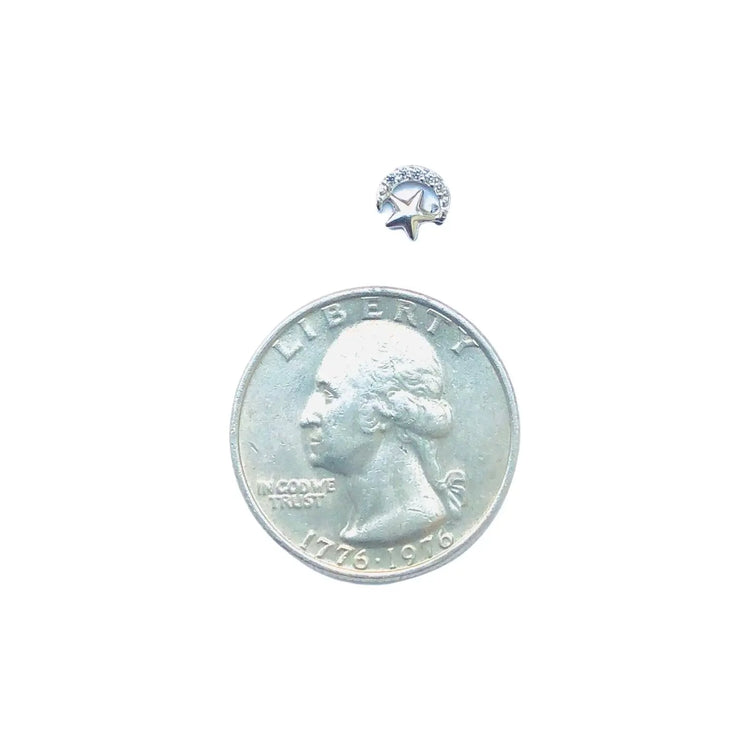 Tiny Crescent Moon + Star Stud Earrings (silver) Sweetwater Labs