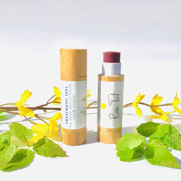 Vegan lip balm 2-pack! Non-waxy, hydrates all day. In Grapefruit, Mint + Rose Tint Sweetwater Labs