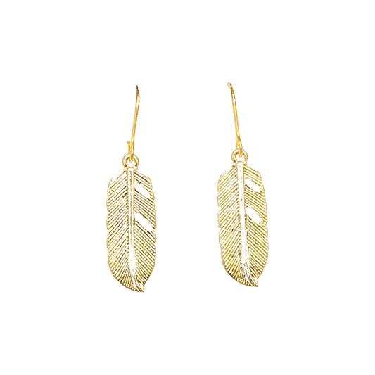 Gold Feather Earrings Sweetwater Labs
