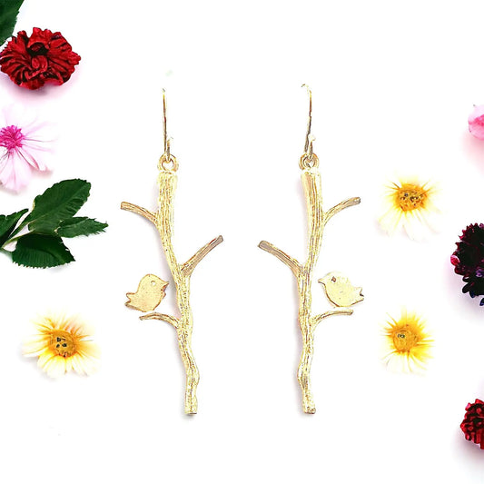 Bird Branch Earrings (gold or silver) Sweetwater Labs