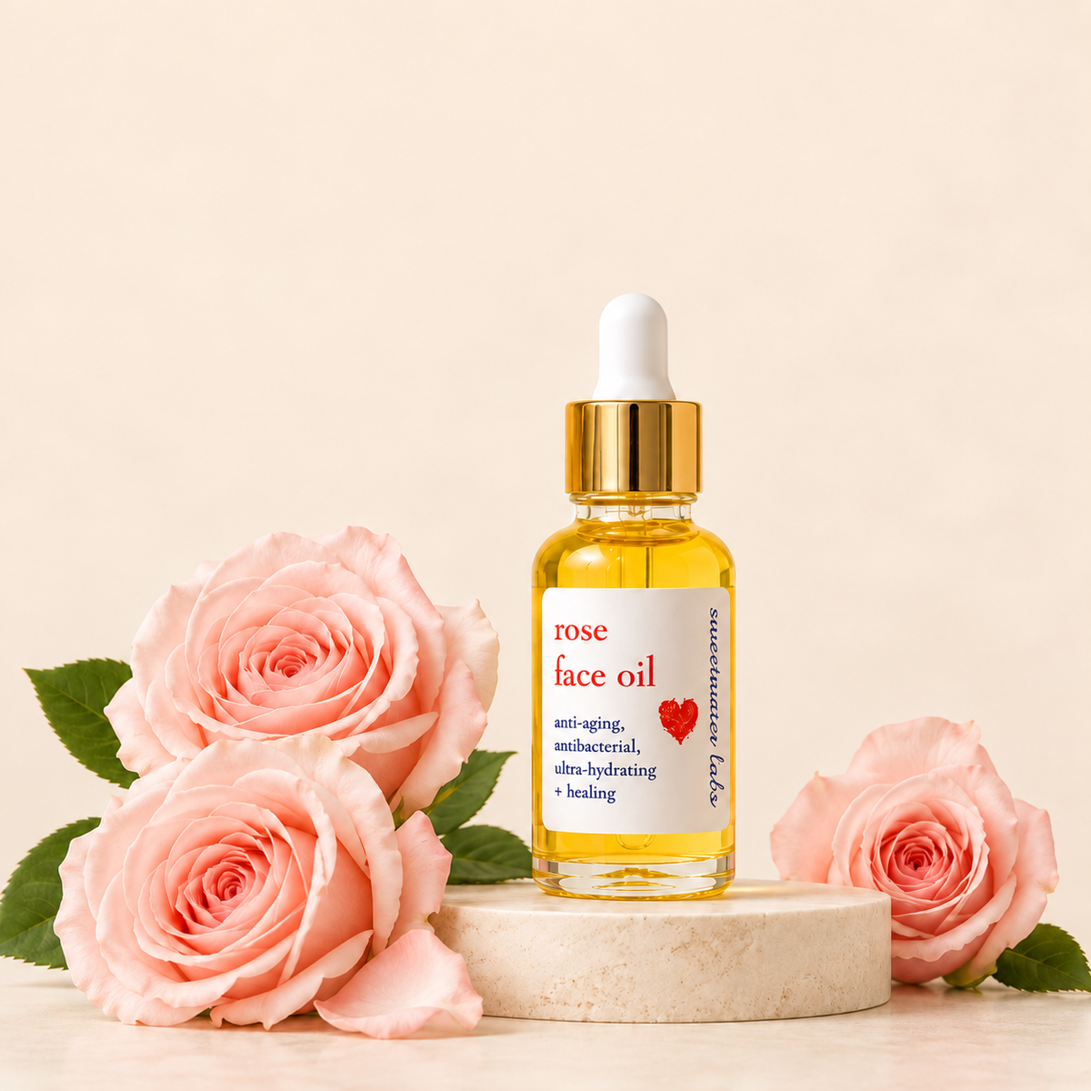 ROSE FACE OIL For Super Nourished + Glowing Skin.  VANITY FAIR TOP PICK FACE MOISTURIZER - Sweetwater Labs
