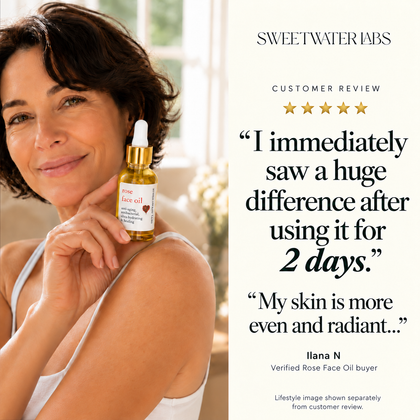 ROSE FACE OIL For Super Nourished + Glowing Skin.  VANITY FAIR TOP PICK FACE MOISTURIZER - Sweetwater Labs
