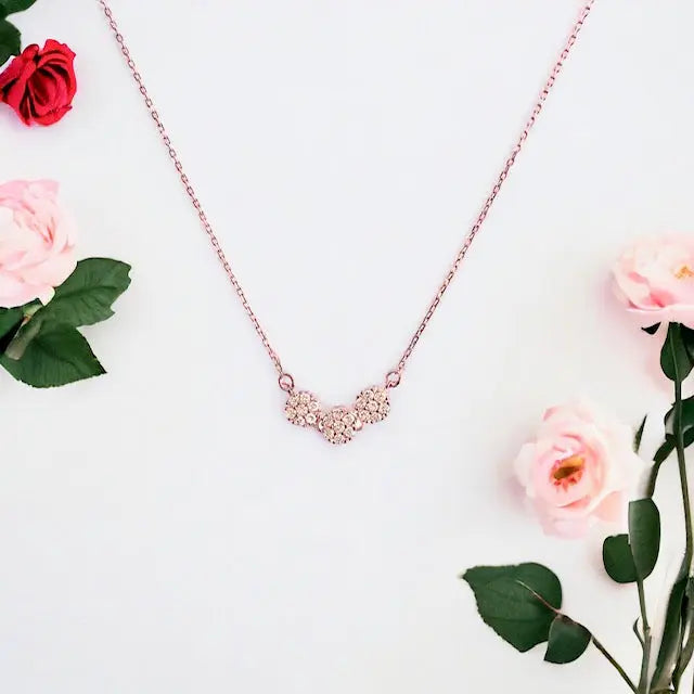 trio crystal rose gold chain (sterling silver coverered in rose gold) Sweetwater Labs