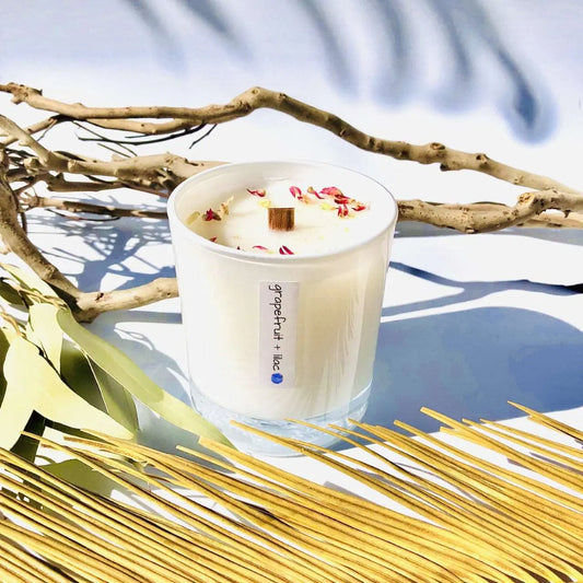 10 oz Grapefruit + Lilac. Eco-friendly, 100% Natural, Wood-Wick Candle Sweetwater Labs