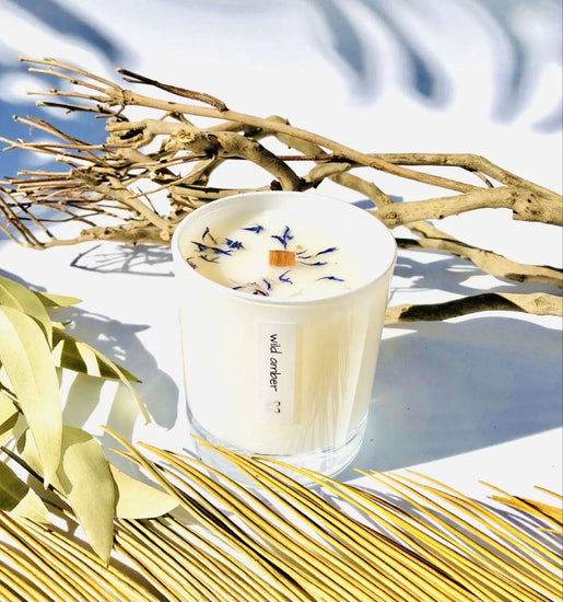 10 oz Wild Amber. Eco-friendly, 100% Natural, Wood Wick Candle Sweetwater Labs