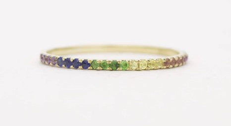 22K Gold Plated Sterling Silver Thin Rainbow Stacking Ring/Eternity Band Sweetwater Labs