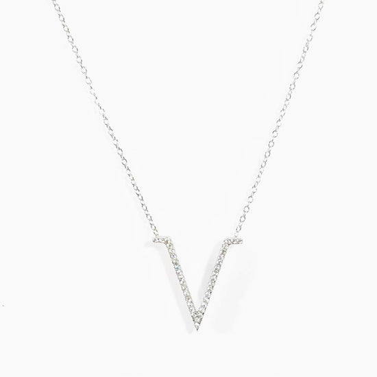 Sterling Silver V Diamond Necklace Sweetwater Labs