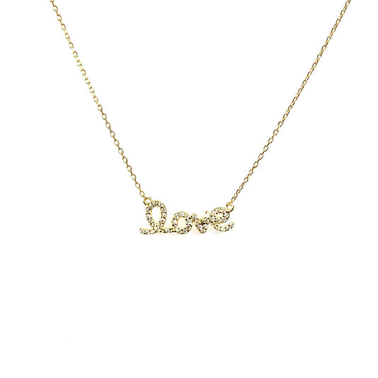 Diamond Script Love Necklace (sterling silver or 16K gold) Sweetwater Labs