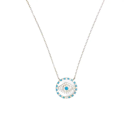 Circular Evil Eye Necklace in gold or sterling silver Sweetwater Labs