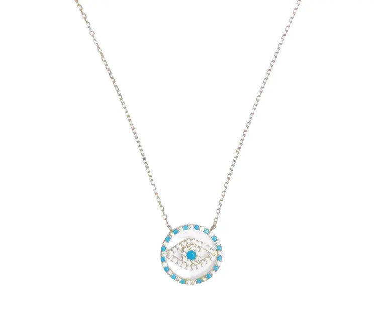 Circular Evil Eye Necklace in gold or sterling silver Sweetwater Labs