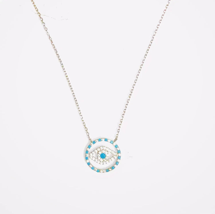 Circular Evil Eye Necklace in gold or sterling silver Sweetwater Labs