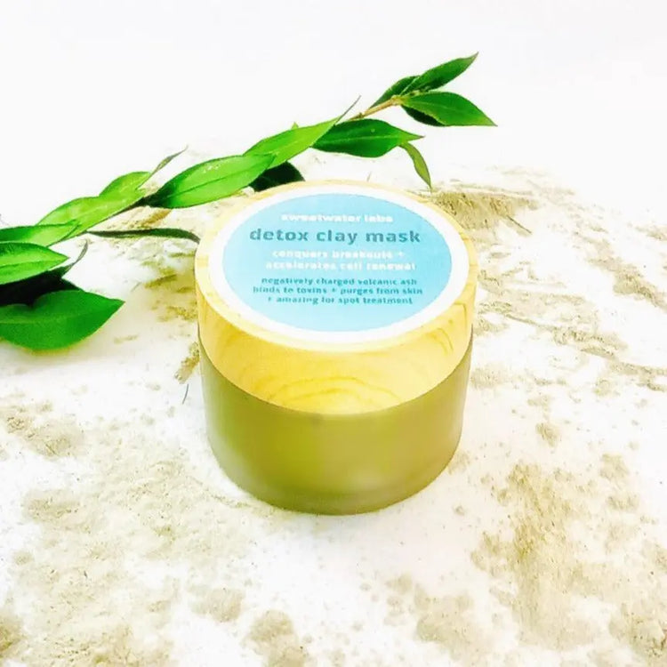 Detox Clay mask. Purges toxins. Made from volcanic ash that binds to toxins and pulls from skin Sweetwater Labs