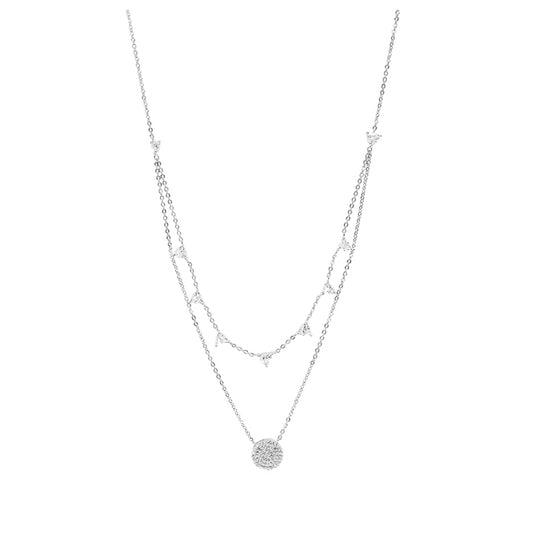 Silver Double Chain Triangle + Circle necklace Sweetwater Labs