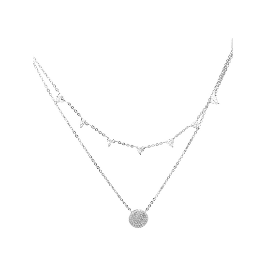 Silver Double Chain Triangle + Circle necklace Sweetwater Labs