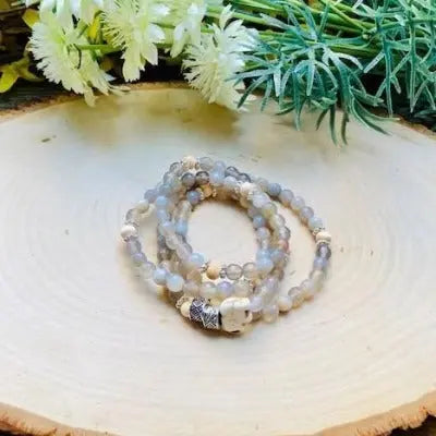 Energy Stone Wrap Bracelet/ Necklace (Gray Agate) Sweetwater Labs
