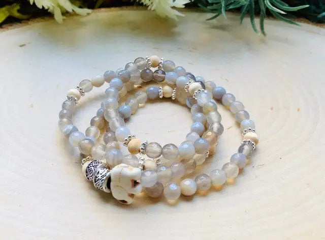 Energy Stone Wrap Bracelet/ Necklace (Gray Agate) Sweetwater Labs