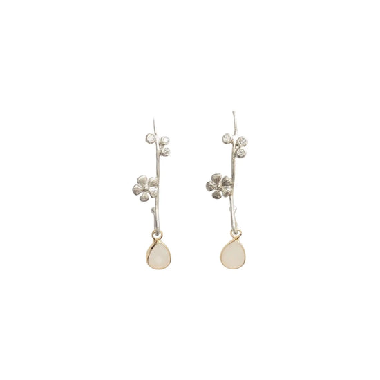 Flower Branch Drop Moonstone Earrings Sweetwater Labs
