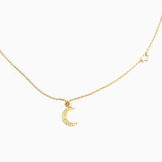 Hanging Moon + Star Necklace (sterling silver or 16K gold) Sweetwater Labs
