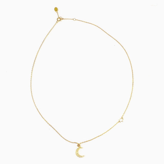 Hanging Moon + Star Necklace (sterling silver or 16K gold) Sweetwater Labs