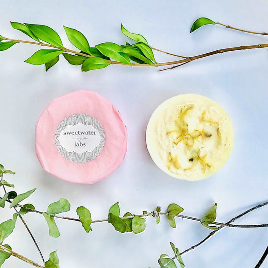 2-SIDED GOAT'S MILK LOOFAH SOAP (GRAPEFRUIT). Ultra hydrating, clean smell of fresh grapefruit. 4 pack Sweetwater Labs