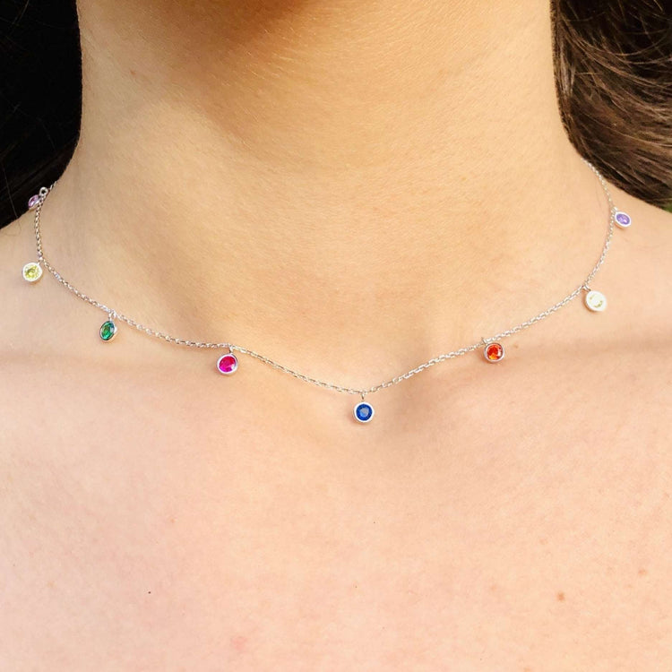 Chakra Rainbow Drop Choker Necklace (sterling silver or 16K gold) Sweetwater Labs
