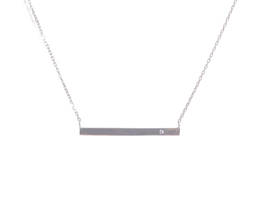 Long Bar Necklace with Crystal (sterling silver or 16K gold) Sweetwater Labs