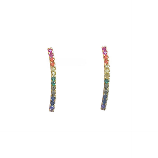 Long Rainbow Stud Earrings (Gold Sweetwater Labs