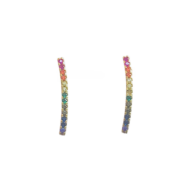 Long Rainbow Stud Earrings (Gold Sweetwater Labs