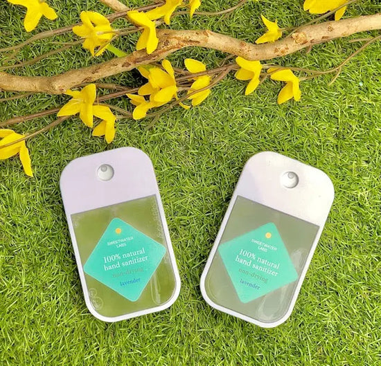 NEW LOOK! 100% Natural Hand Sanitizer 2 oz - 2 pack with leakproof bag (French Lavender Scent) Sweetwater Labs