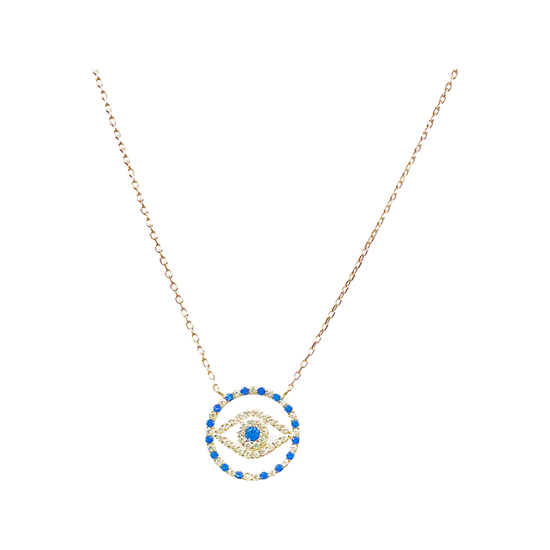 Circular Evil Eye Necklace in gold or sterling silver Sweetwater Labs