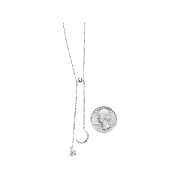 Crystal Moon + Star Drop Necklace (in sterling silver or sterling silver covered in gold) Sweetwater Labs