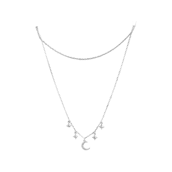 Double chain multiple star + moon necklace Sweetwater Labs